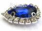 Preview: Strass Tropfen blau eingefasst